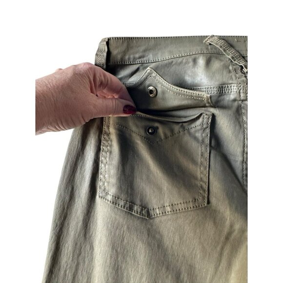 Joie Women's Sz 27 Park Mid Rise Coated Skinny Pants in "Fatigue" Green Pants - Picture 13 of 16